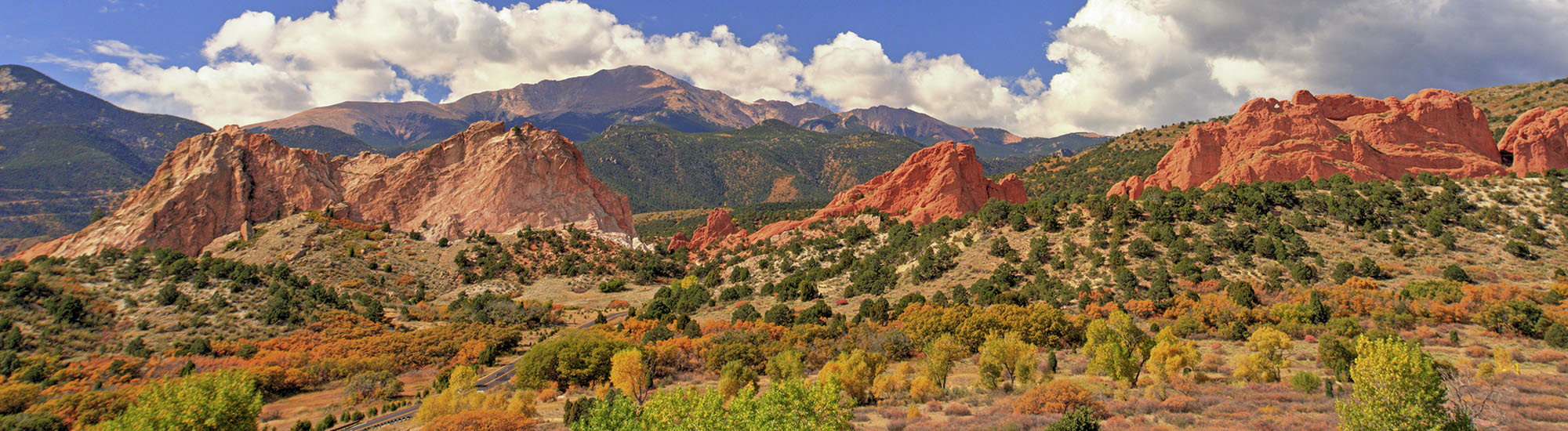 Garden of the Gods, with Pikes Peak in the background;Colorado Springs, Colorado
